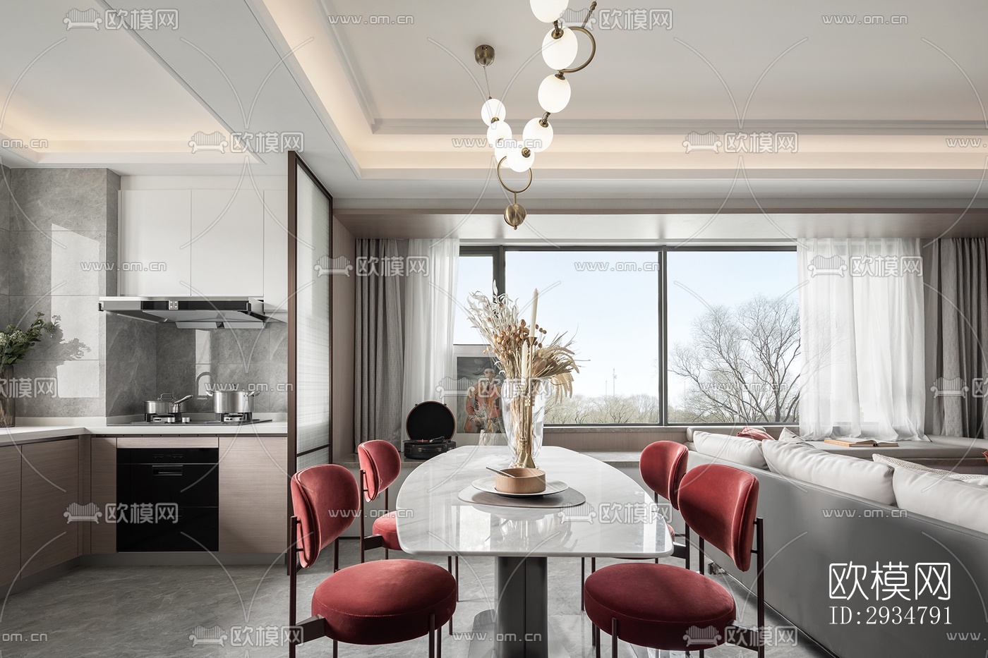 现代平层效果图下载（渲染图2）