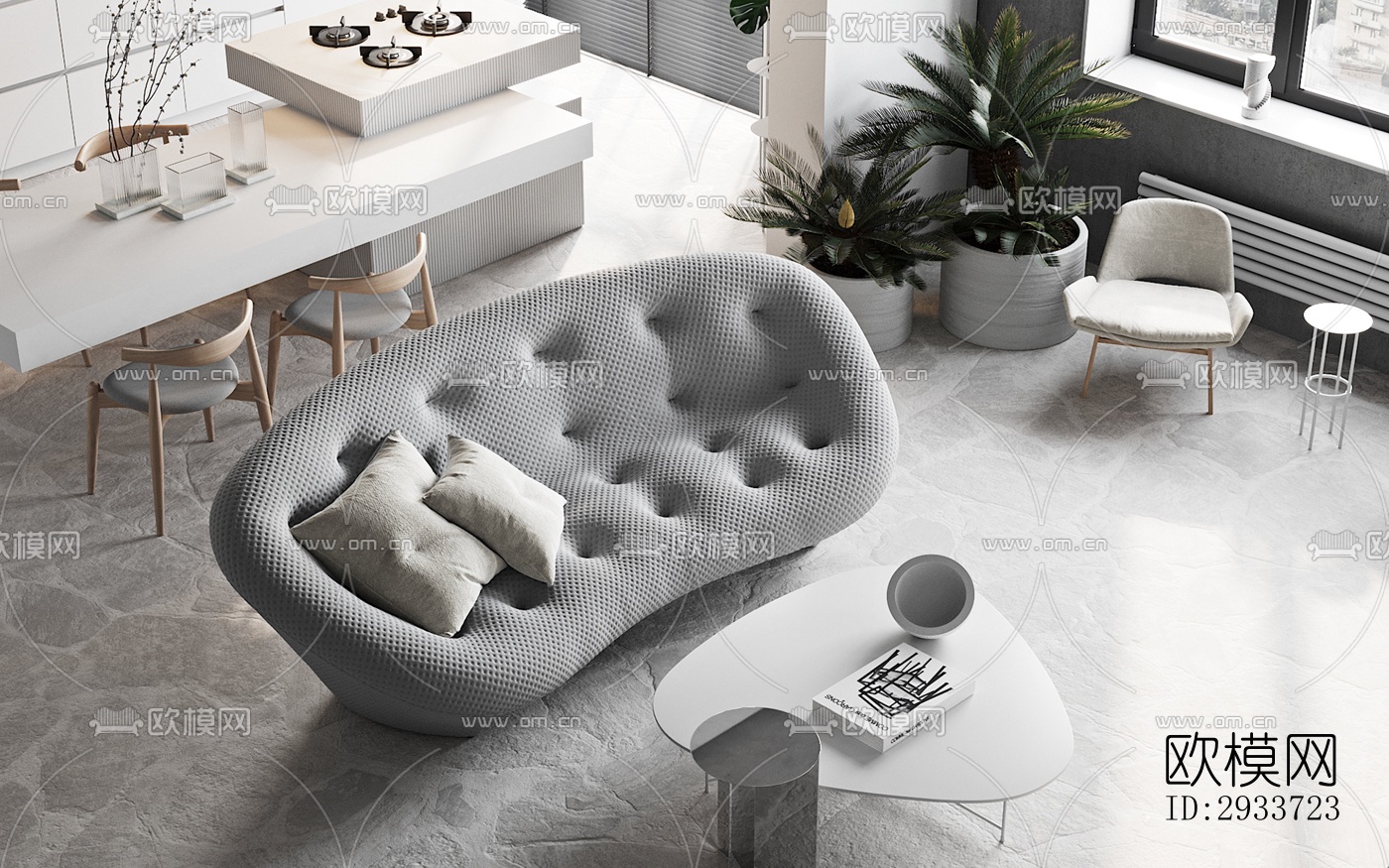 现代公寓效果图下载（渲染图1）