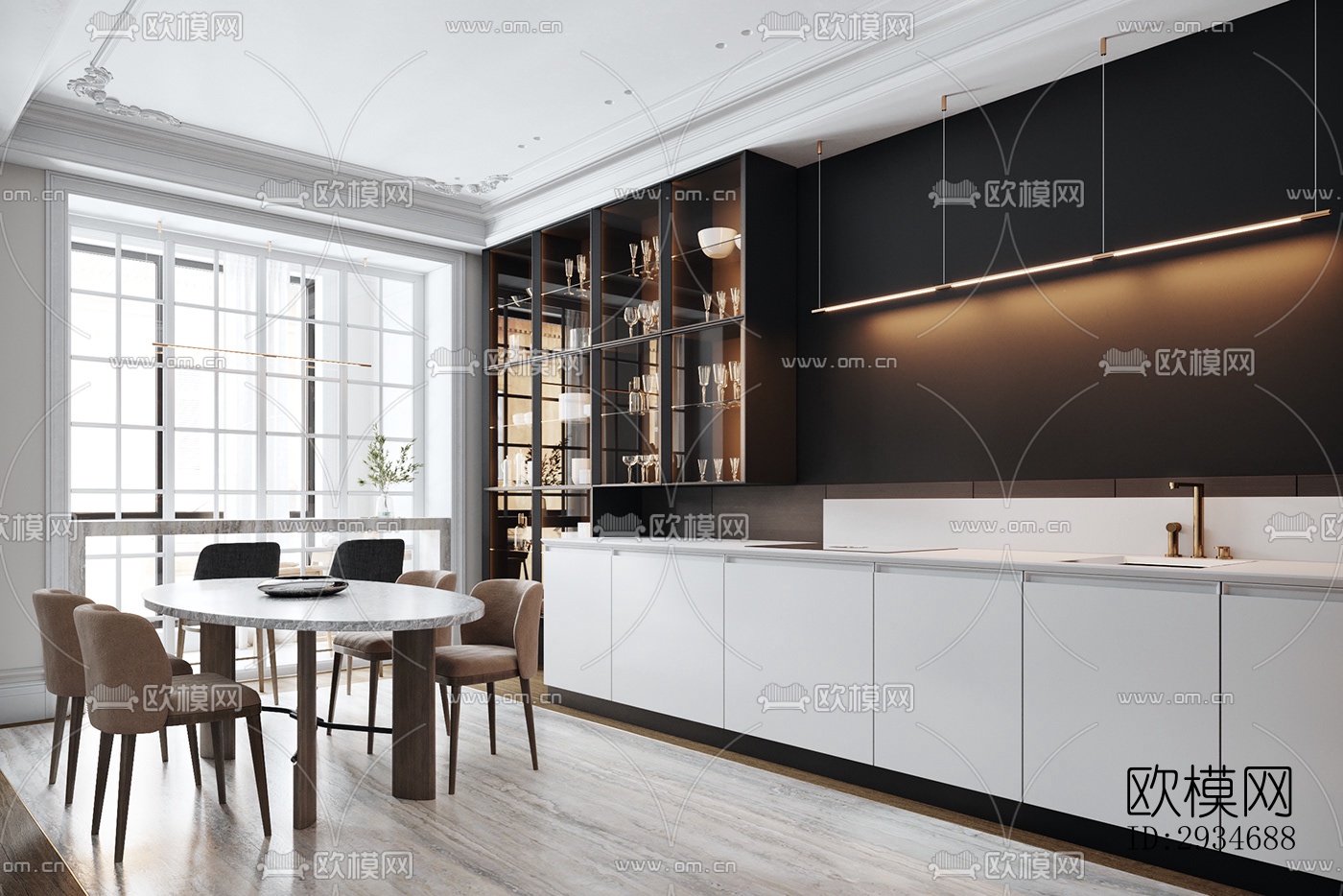 欧式平层效果图下载（渲染图6）