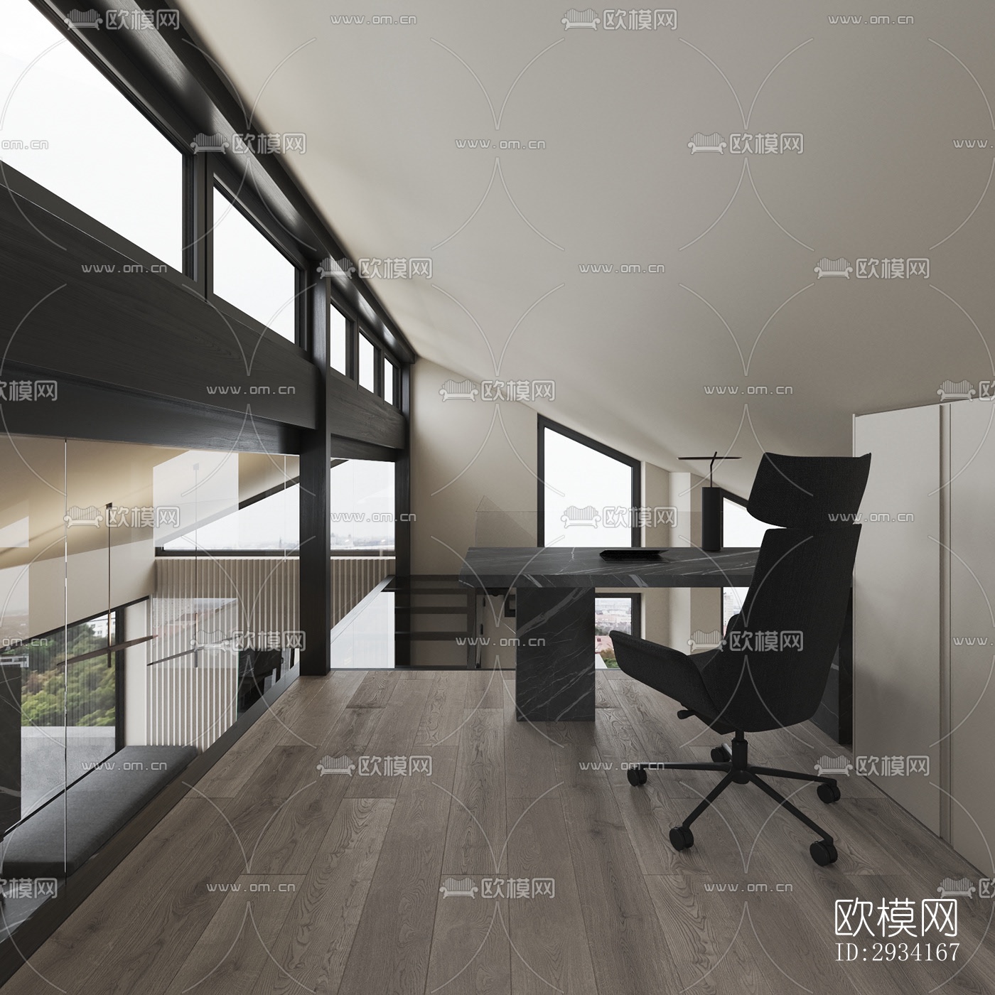 高级灰别墅效果图下载（渲染图8）