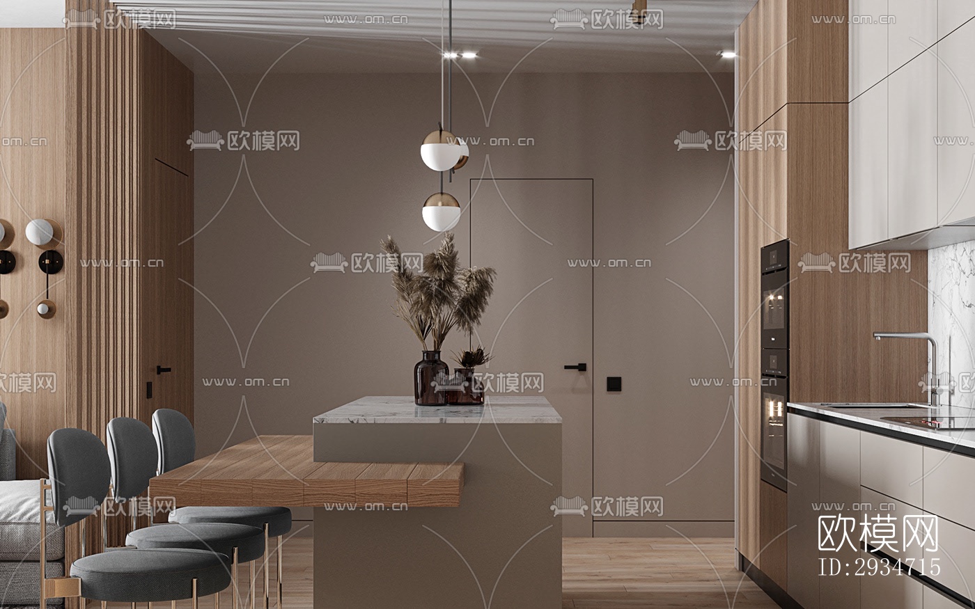 现代平层效果图下载（渲染图20）