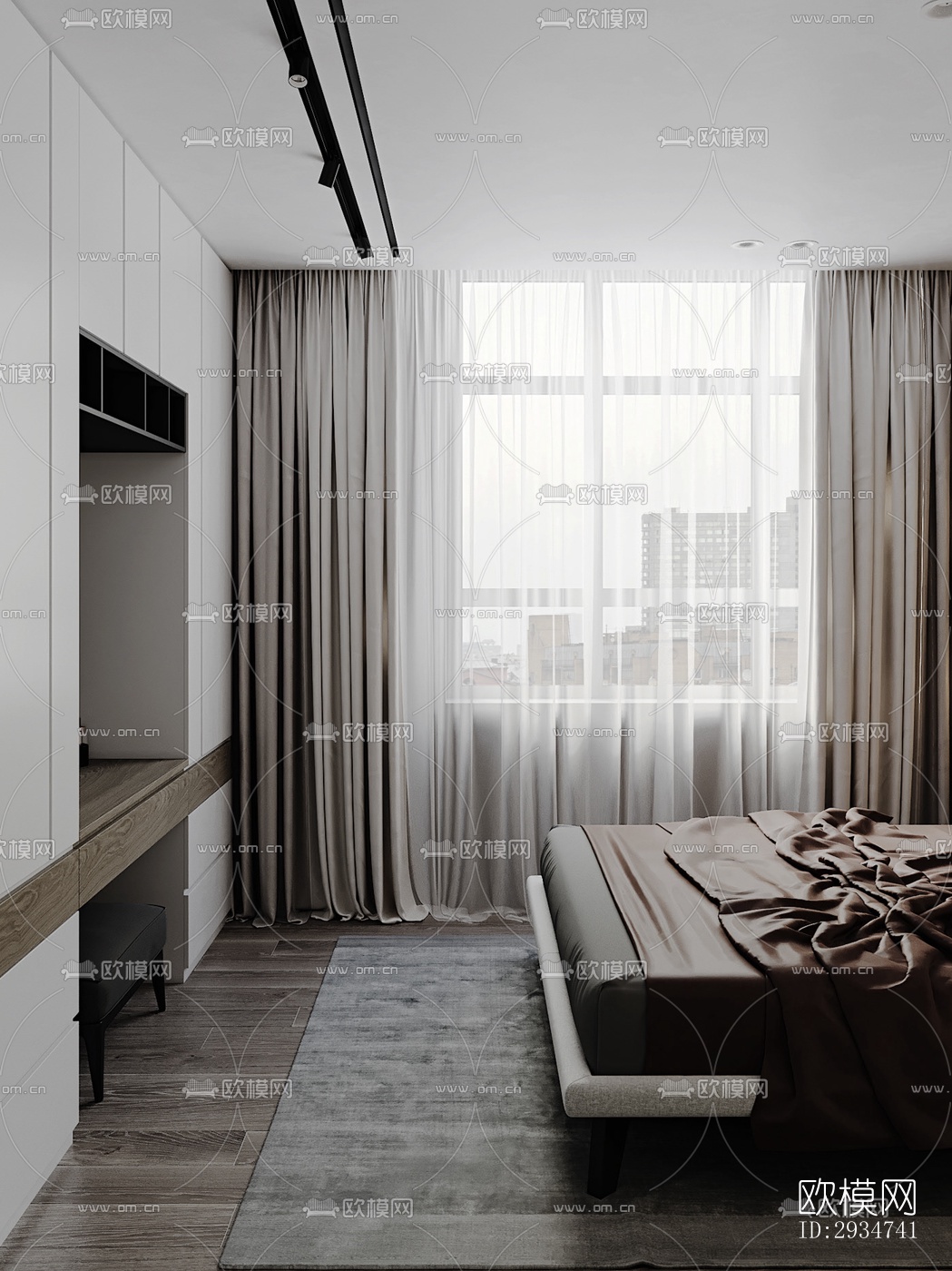 现代平层效果图下载（渲染图3）