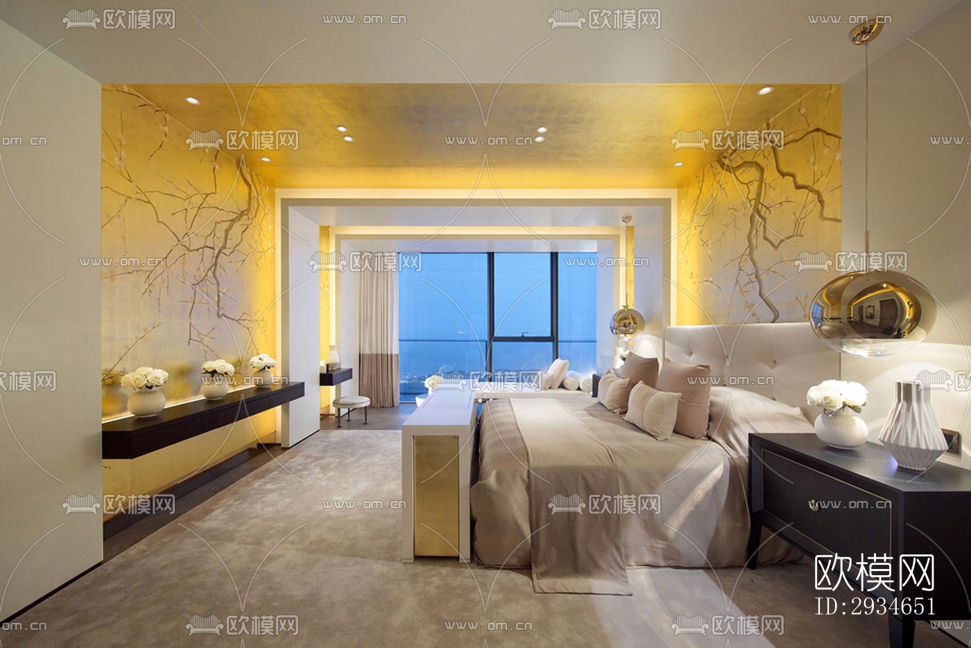 新中式平层效果图下载（渲染图11）