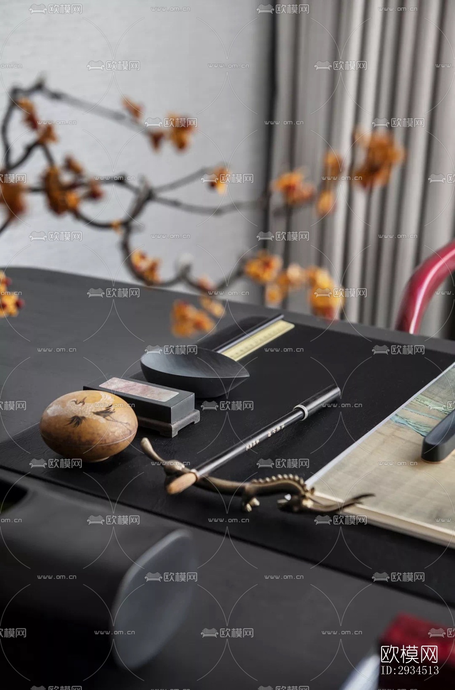 新中式平层效果图下载（渲染图13）