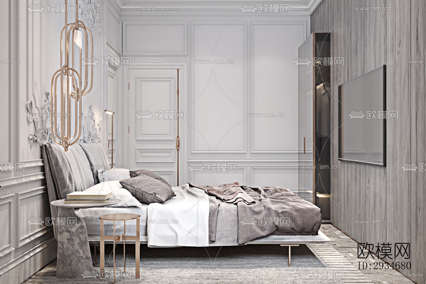 欧式平层效果图下载（渲染图2）