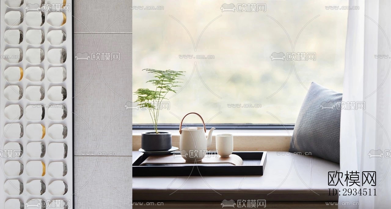 新中式平层效果图下载（渲染图13）