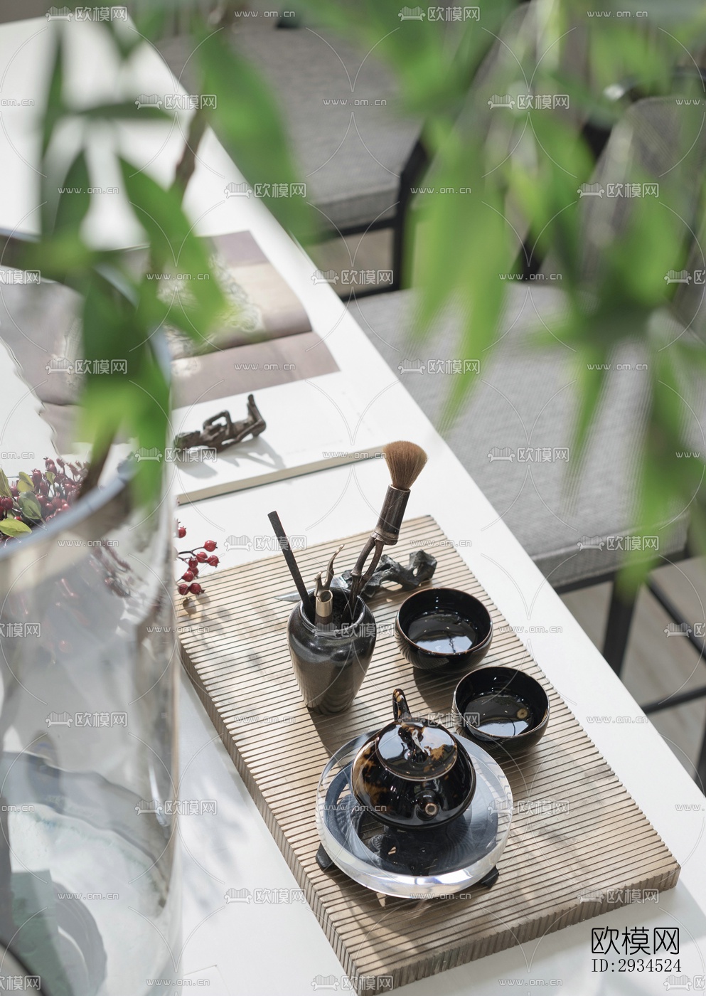 新中式平层效果图下载（渲染图3）