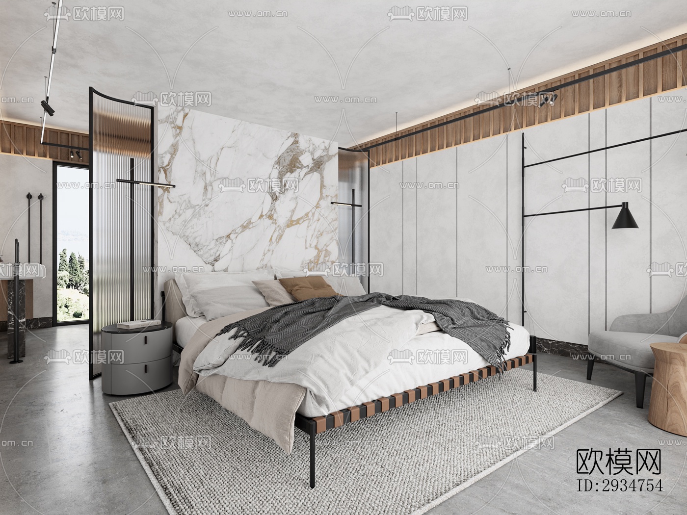 现代平层效果图下载（渲染图1）