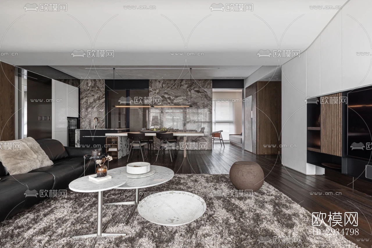 现代平层效果图下载（渲染图18）