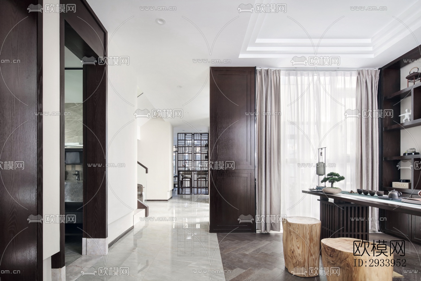 新中式别墅效果图下载（渲染图13）