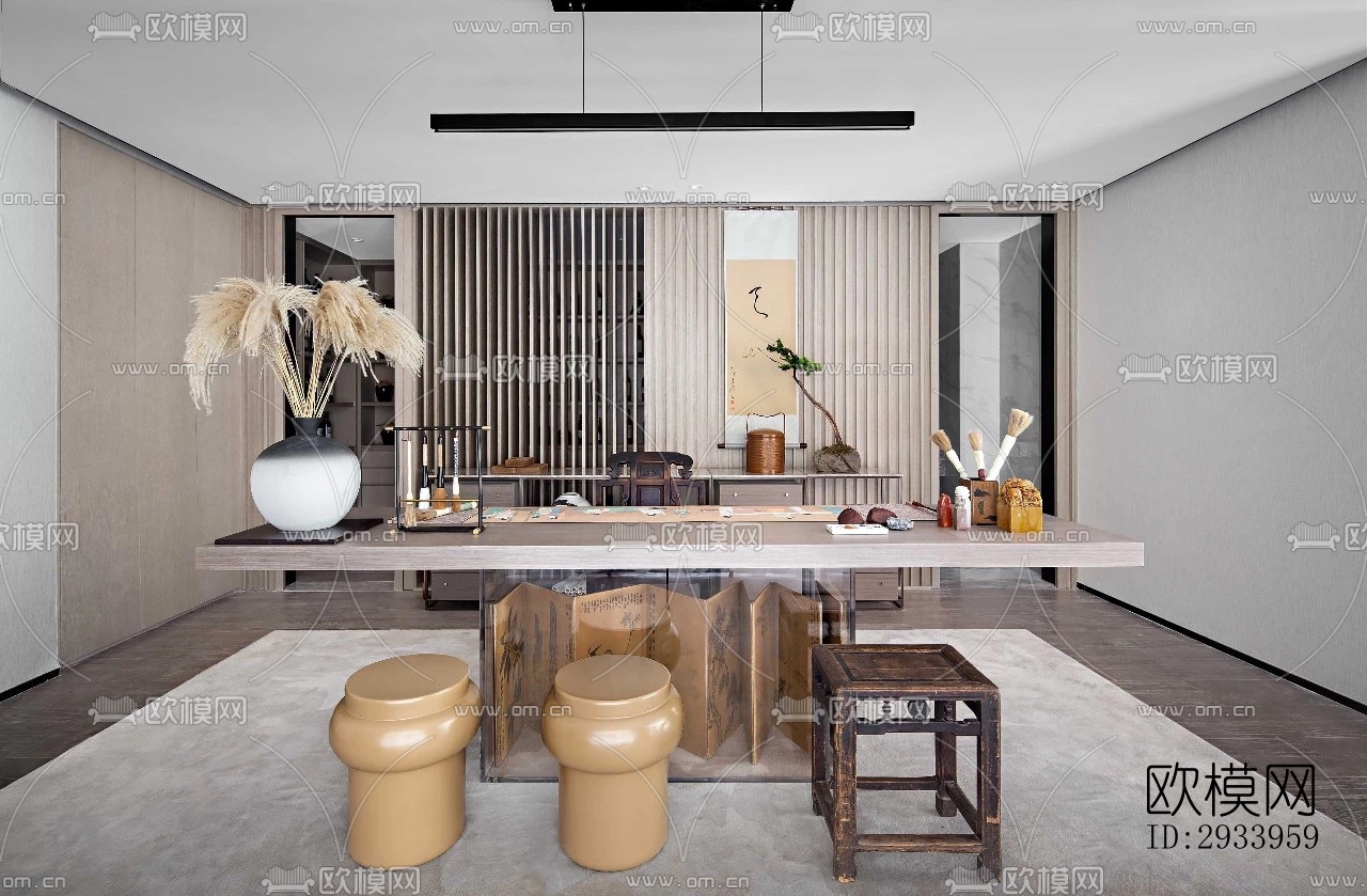 新中式别墅效果图下载（渲染图17）