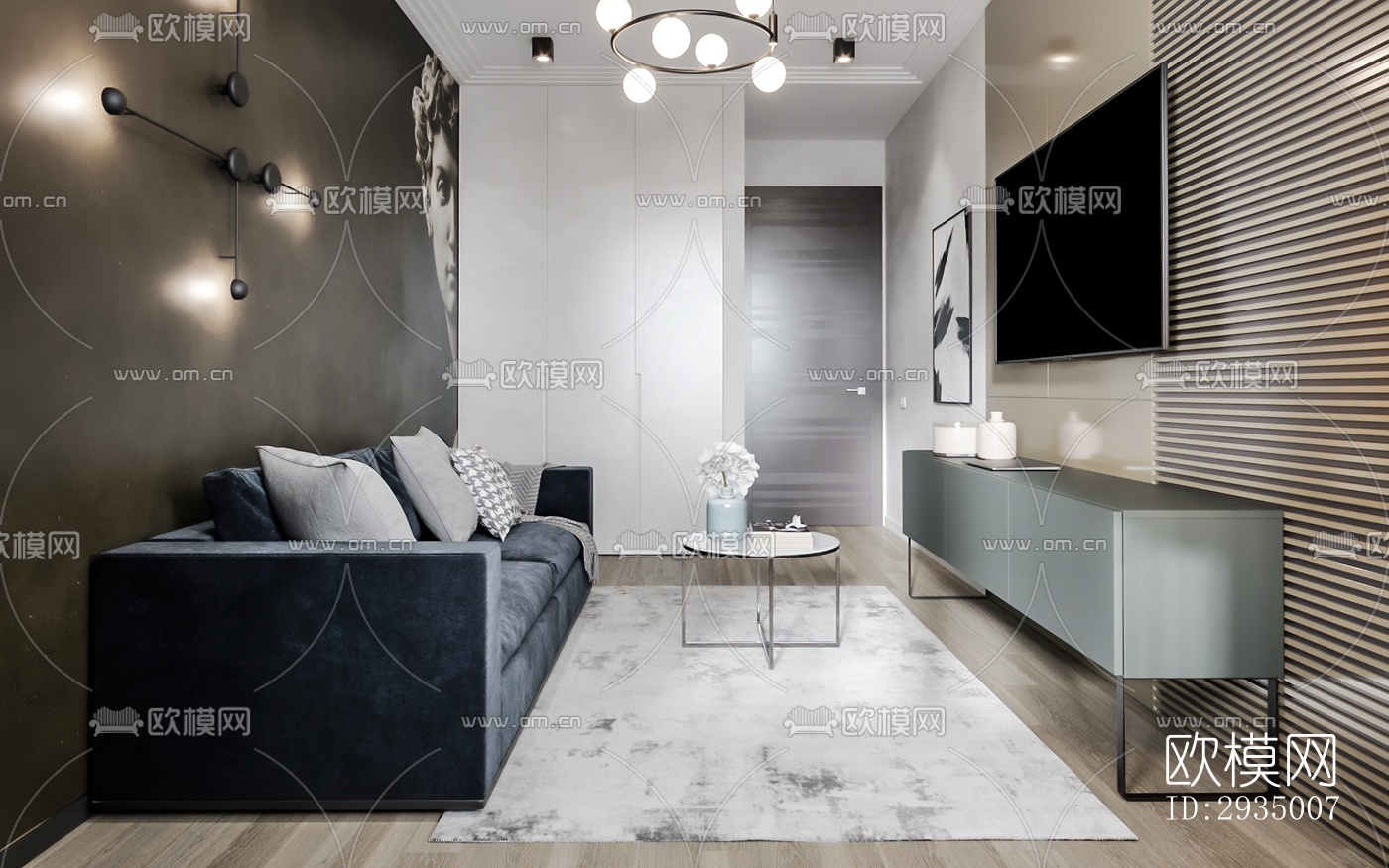 现代平层效果图下载（渲染图7）