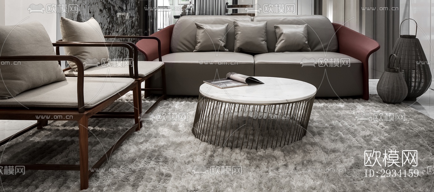 高级灰别墅效果图下载（渲染图3）