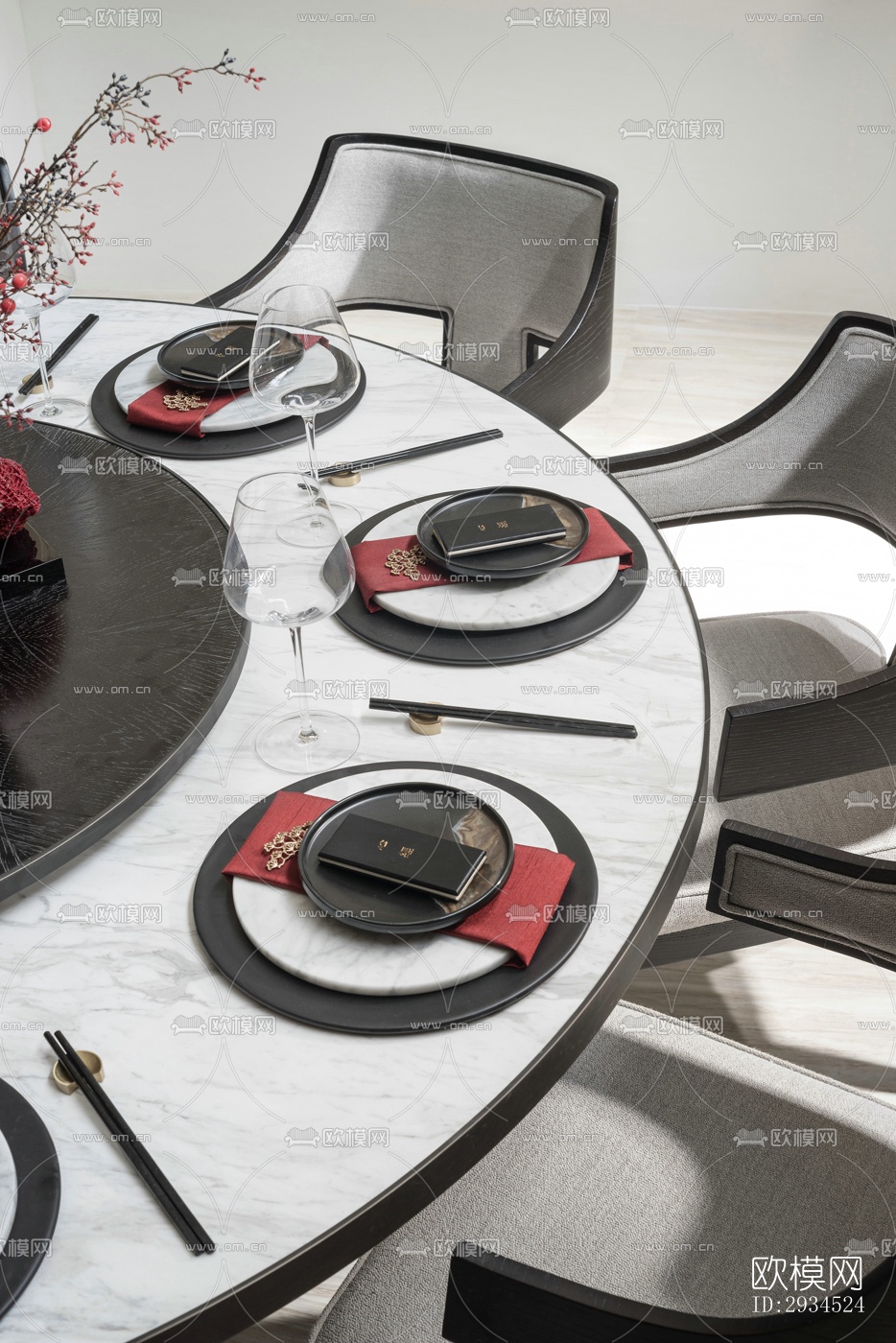 新中式平层效果图下载（渲染图1）