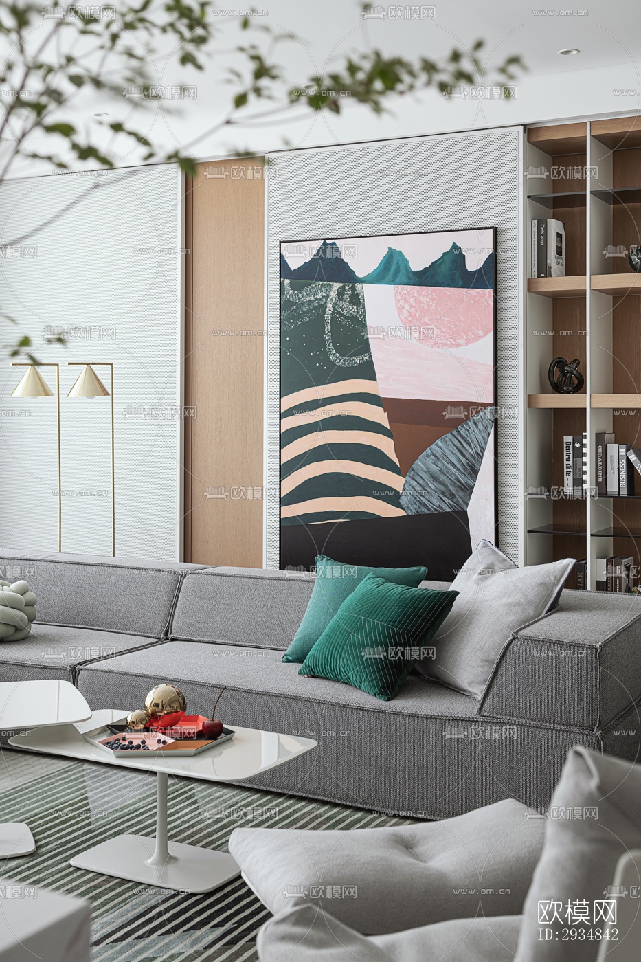 现代平层效果图下载（渲染图20）