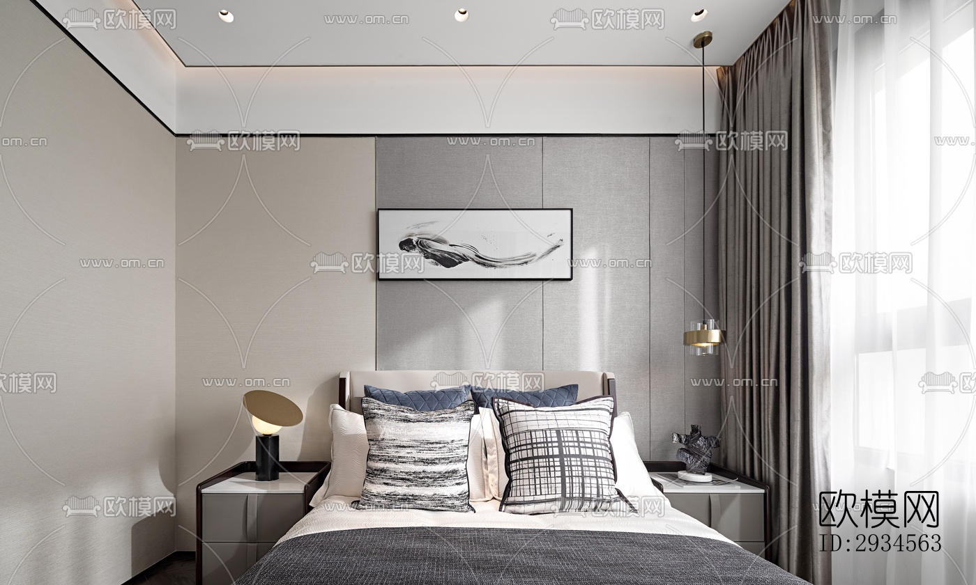 新中式平层效果图下载（渲染图5）