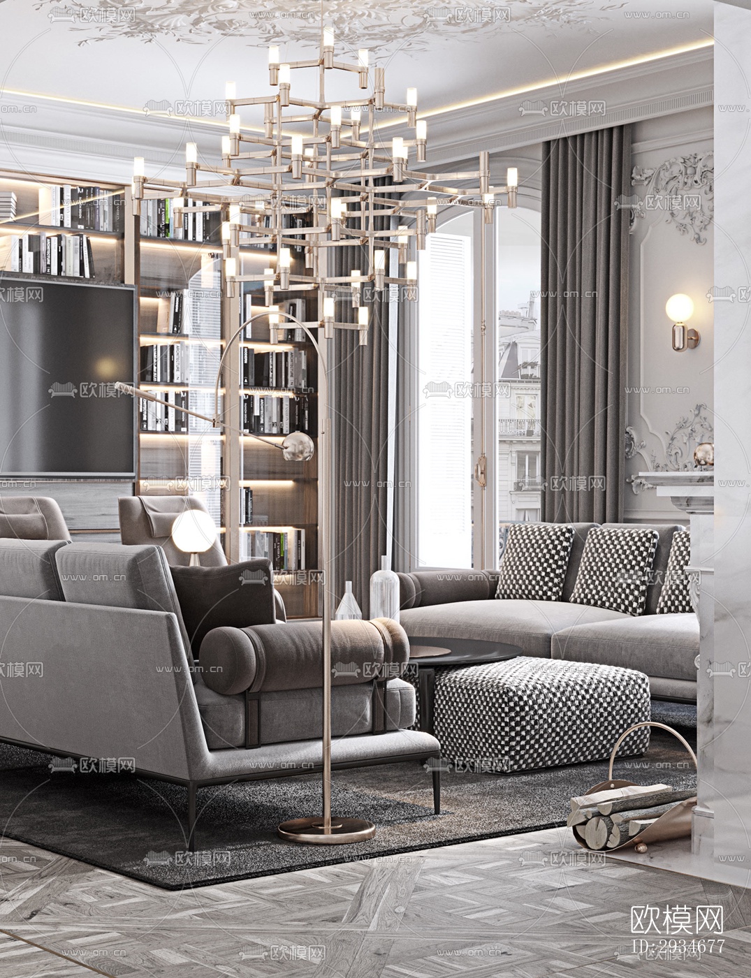 欧式平层效果图下载（渲染图18）