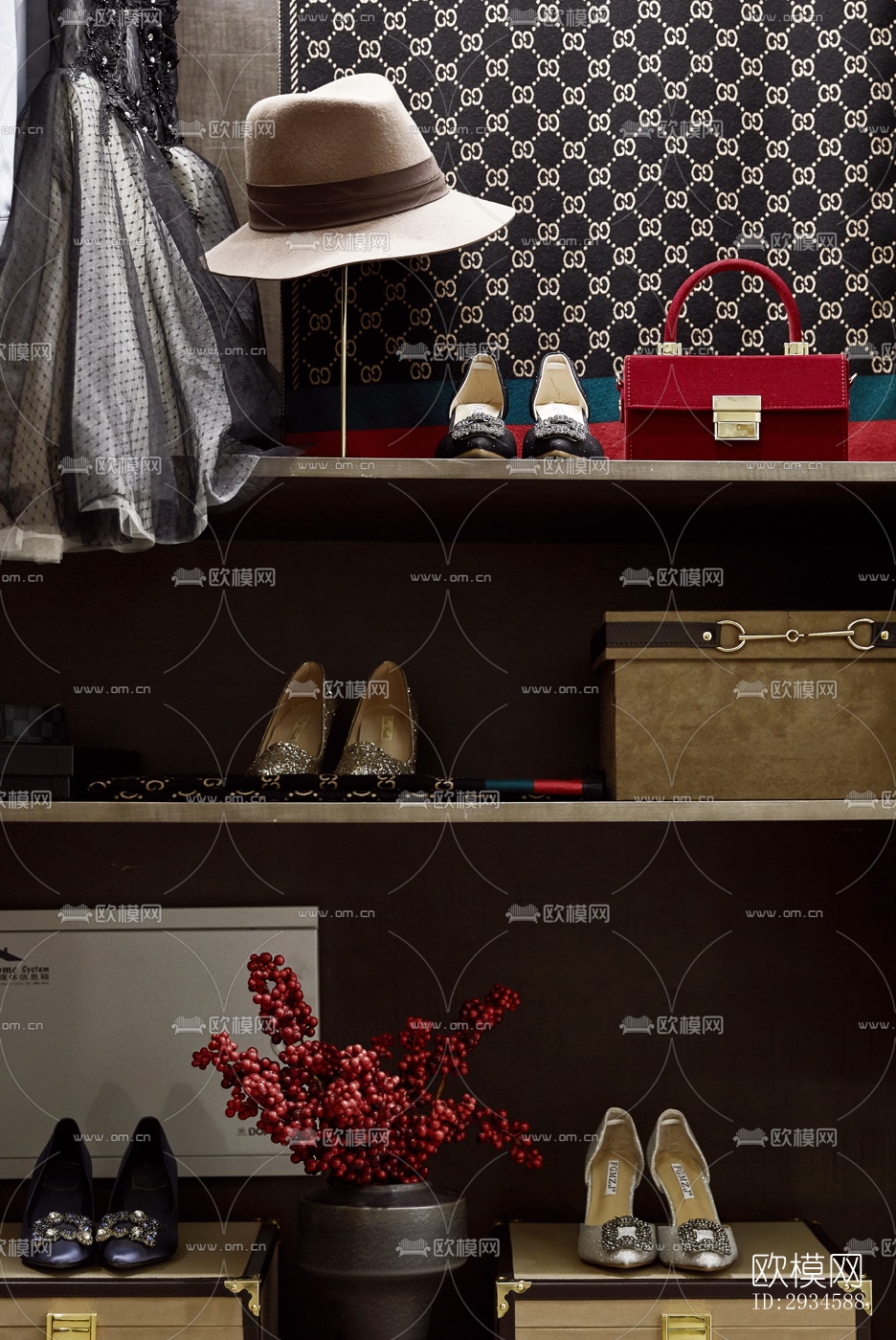 新中式平层效果图下载（渲染图10）