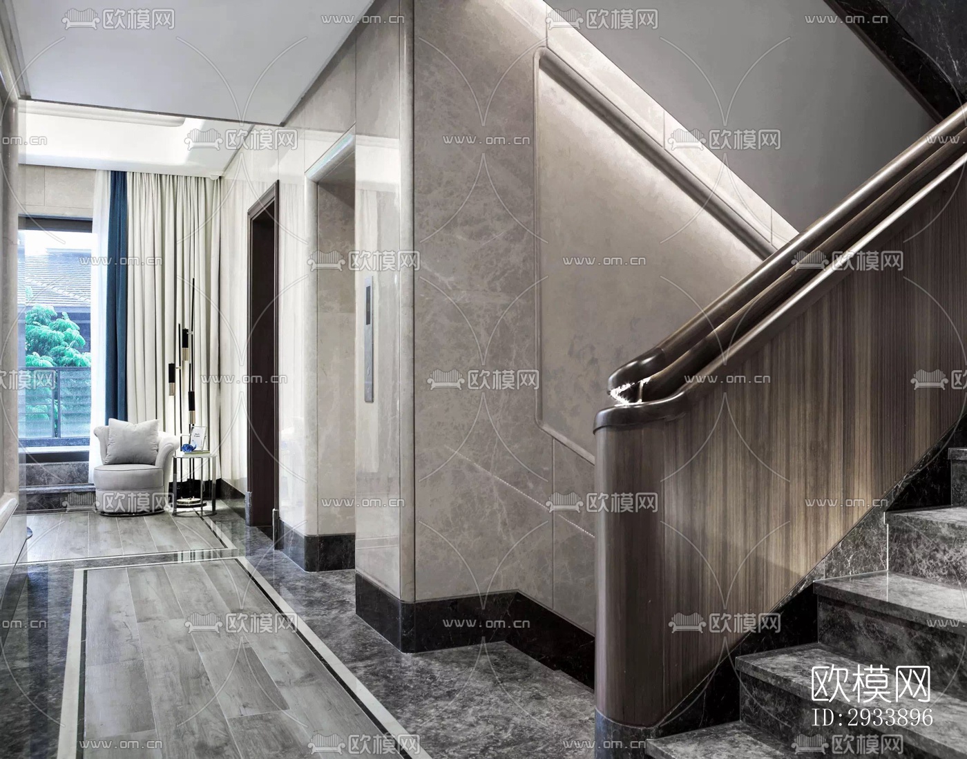 新中式别墅效果图下载（渲染图20）