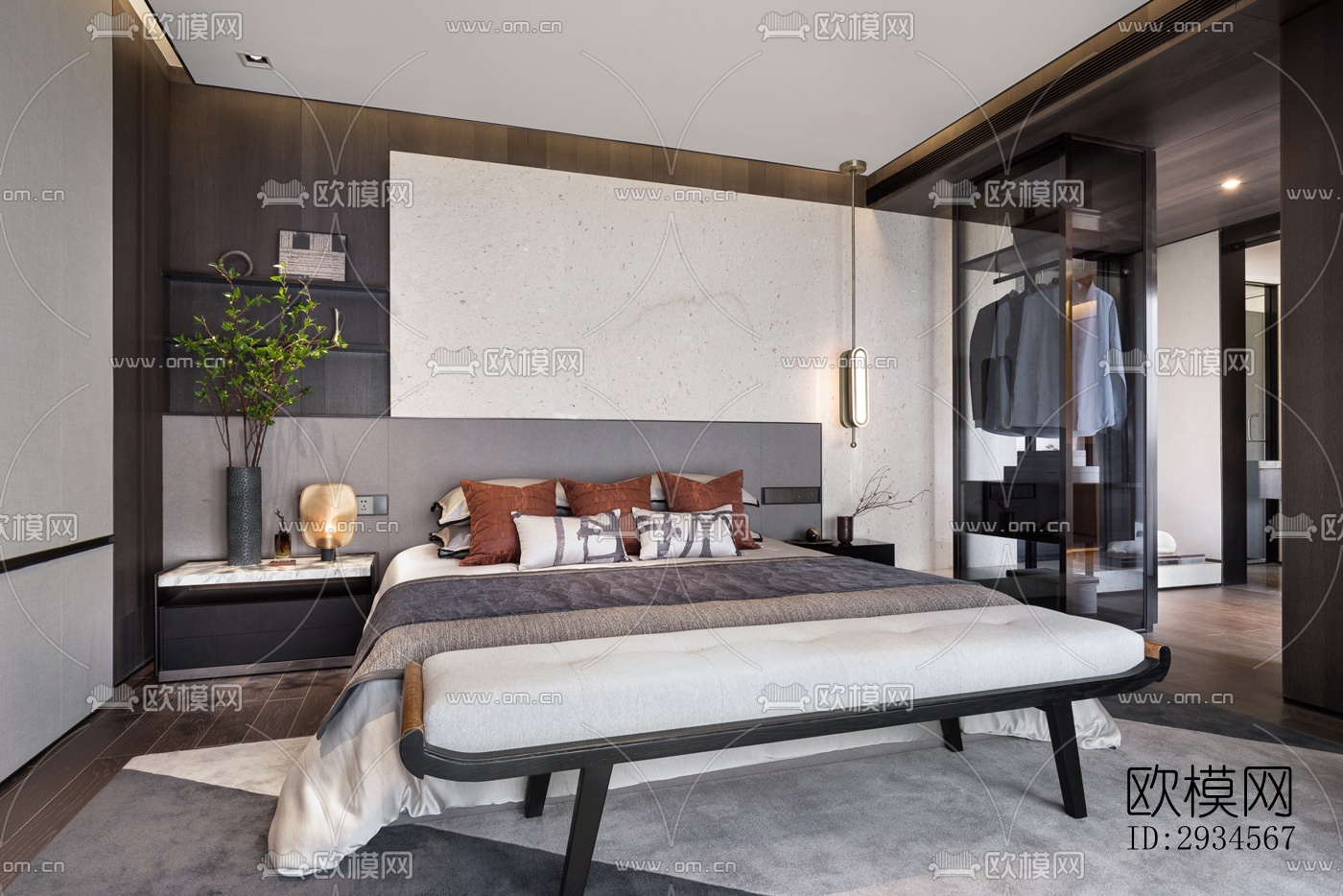 新中式平层效果图下载（渲染图13）