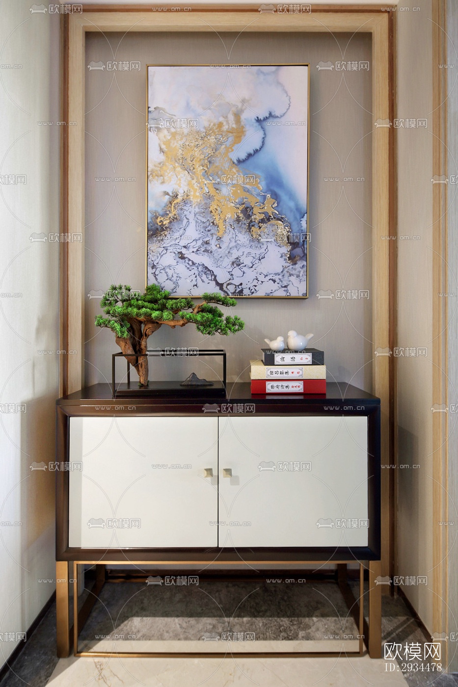 新中式平层效果图下载（渲染图14）