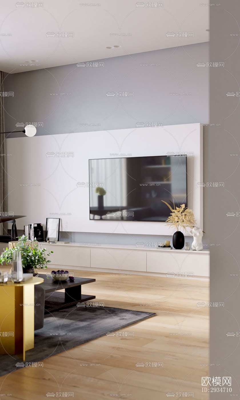 现代平层效果图下载（渲染图7）