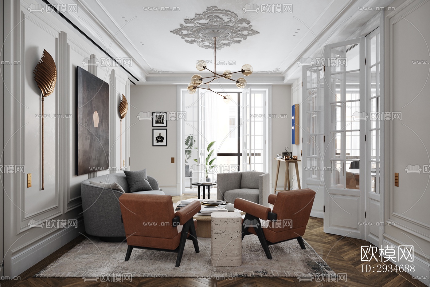 欧式平层效果图下载（渲染图14）