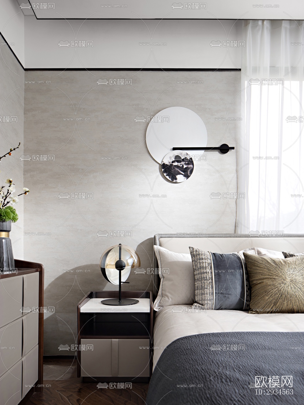 新中式平层效果图下载（渲染图7）