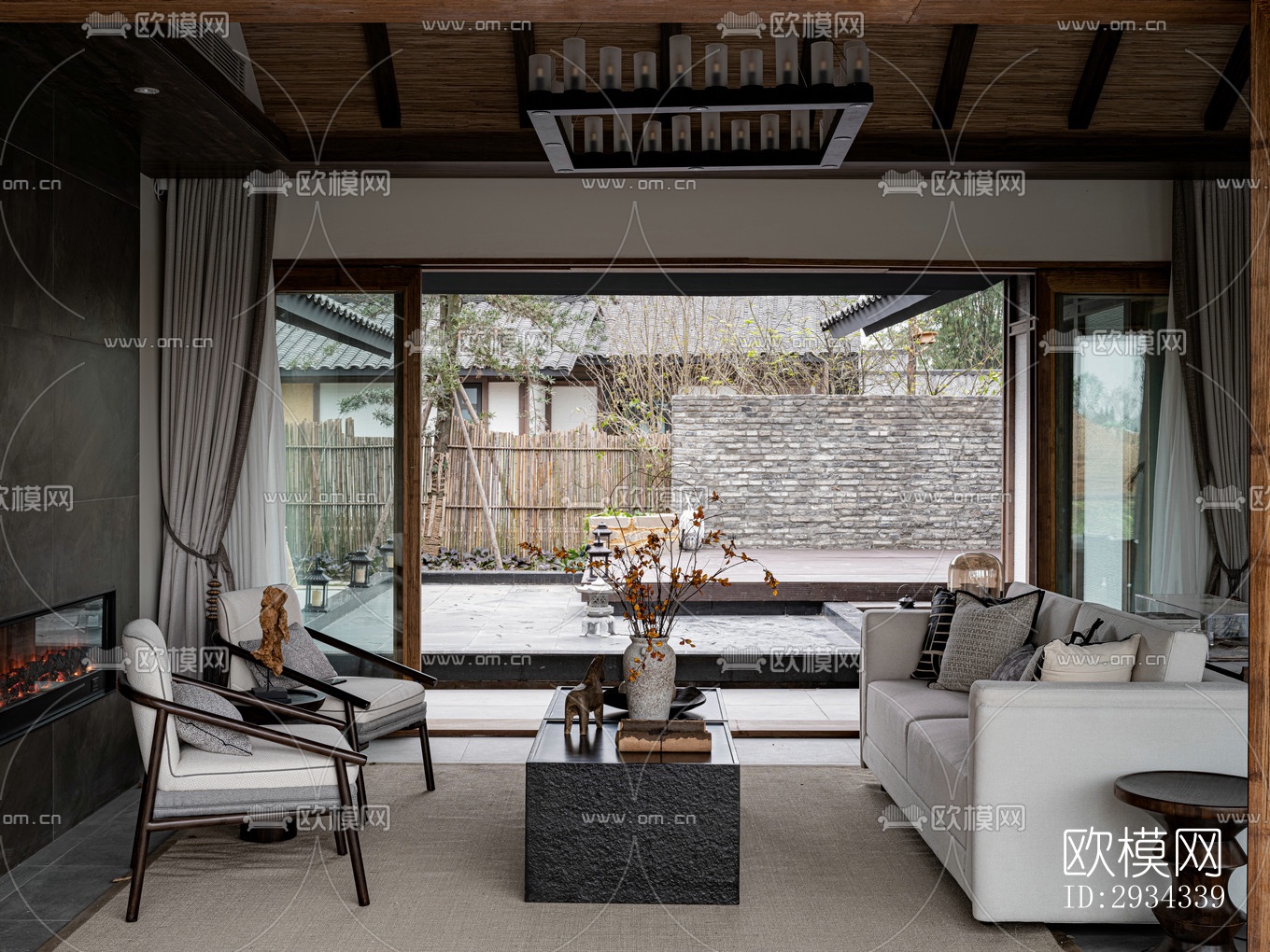 中式平层效果图下载（渲染图8）