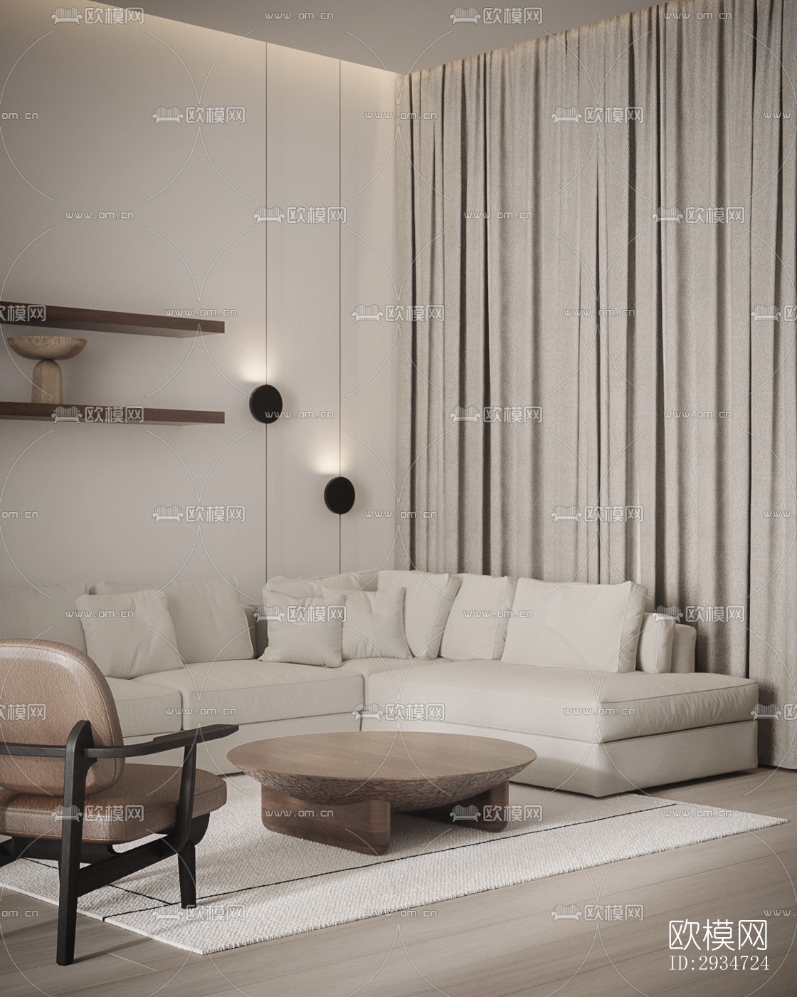 现代平层效果图下载（渲染图3）