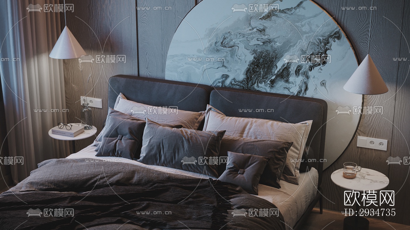 现代平层效果图下载（渲染图12）