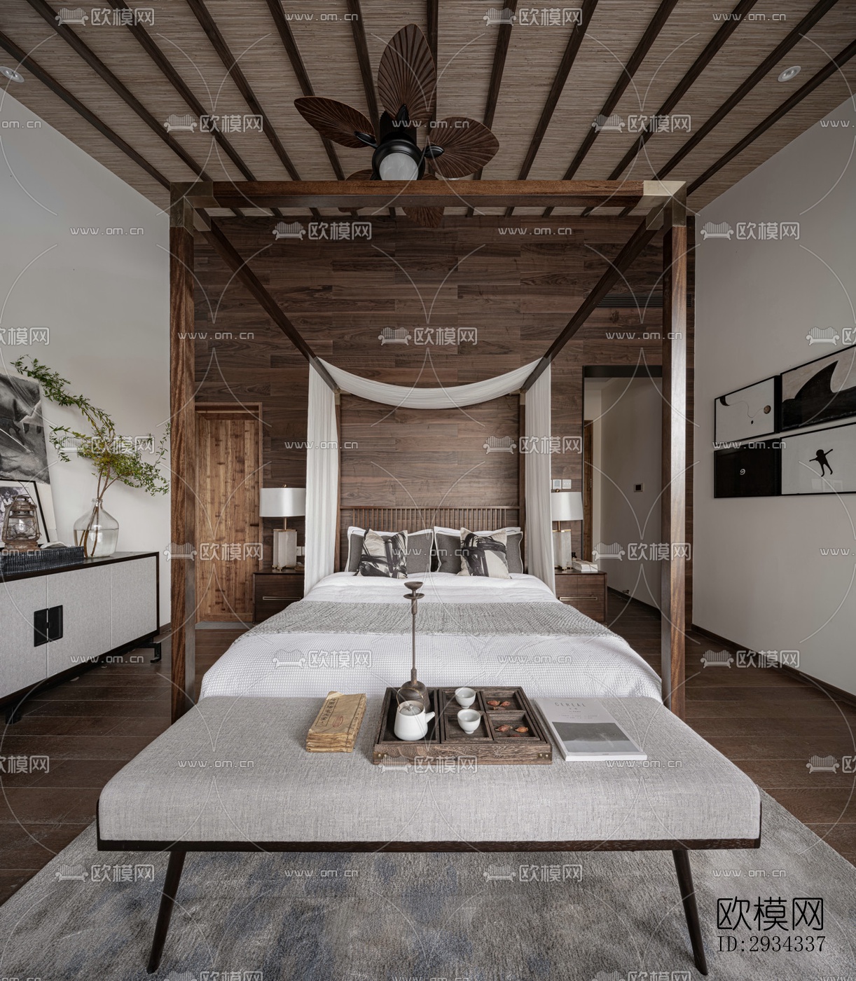 中式平层效果图下载（渲染图3）