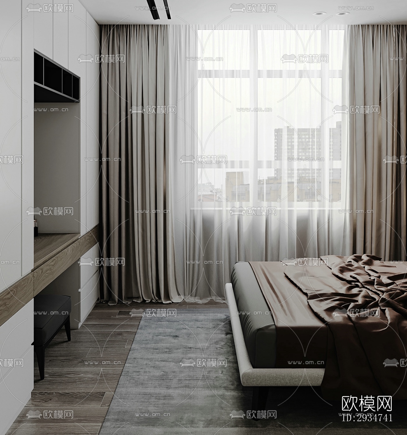 现代平层效果图下载（渲染图4）