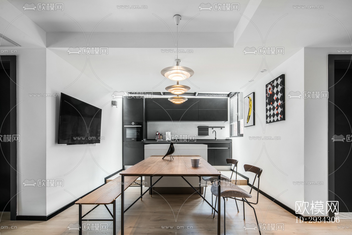 现代复式效果图下载（渲染图6）