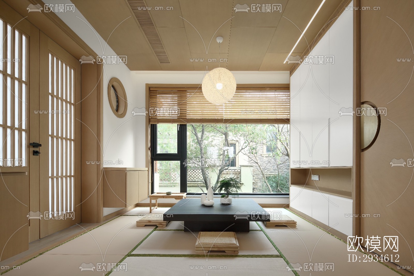 新中式平层效果图下载（渲染图12）