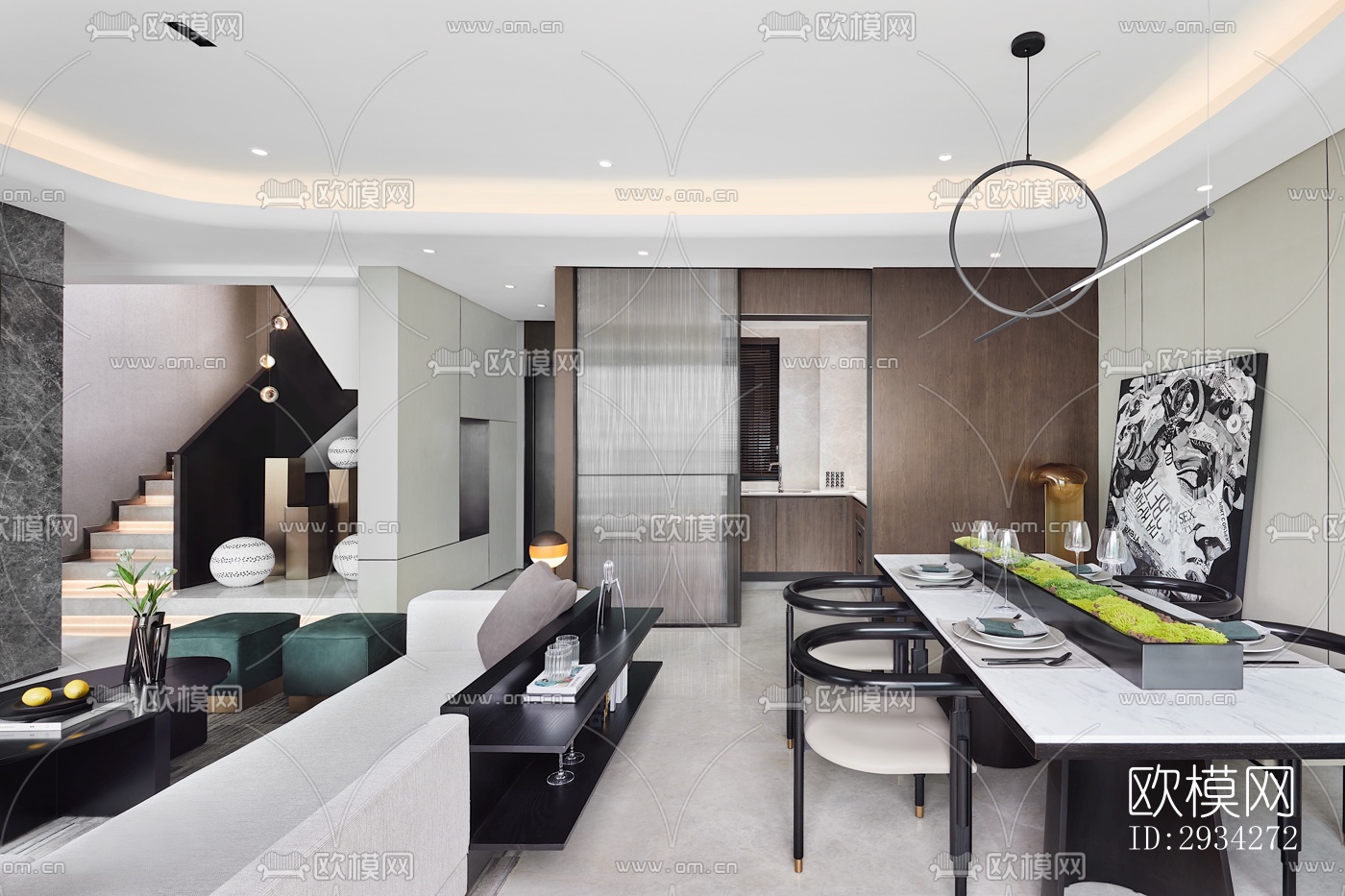 现代复式效果图下载（渲染图12）