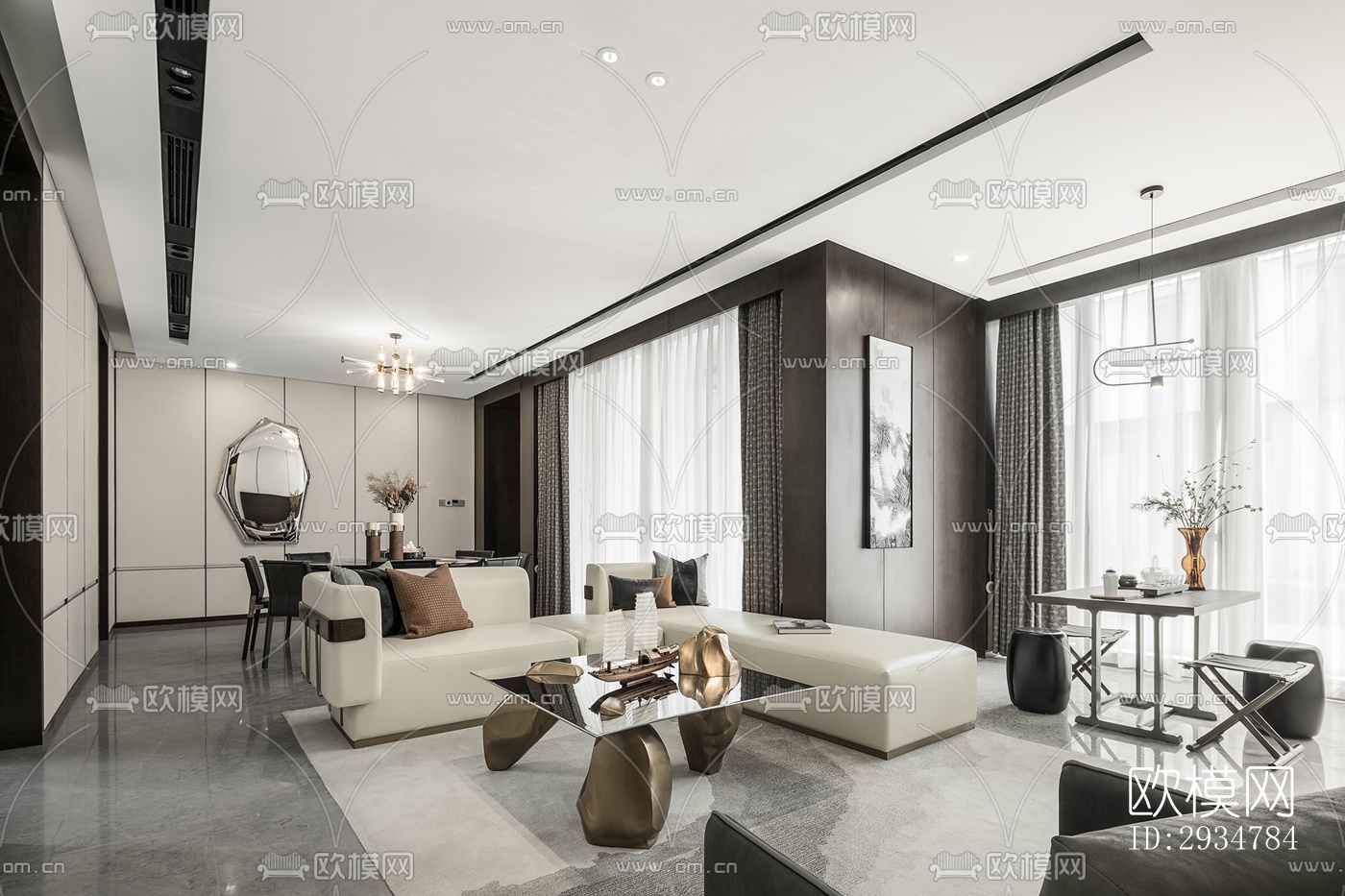 现代平层效果图下载（渲染图2）