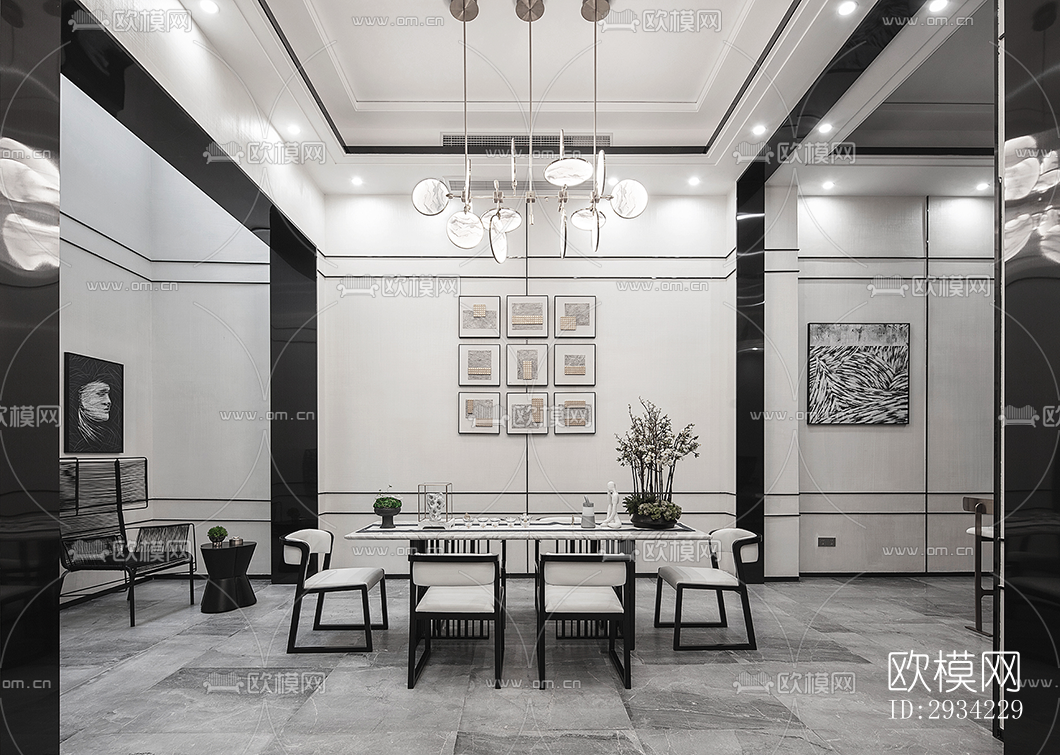 新中式复式效果图下载（渲染图12）