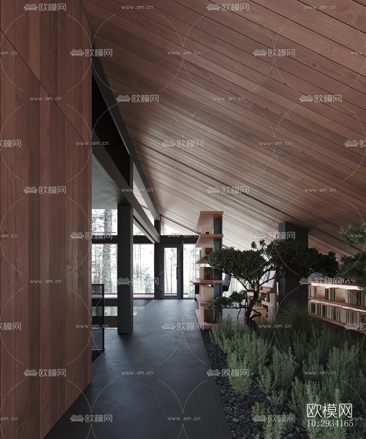 高级灰别墅效果图下载（渲染图15）