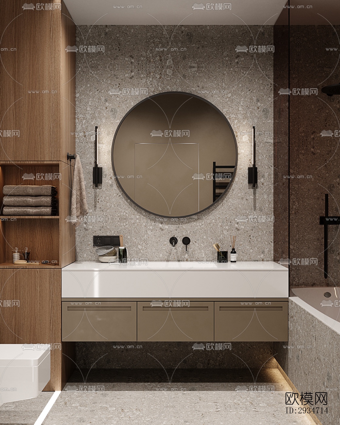 现代平层效果图下载（渲染图6）