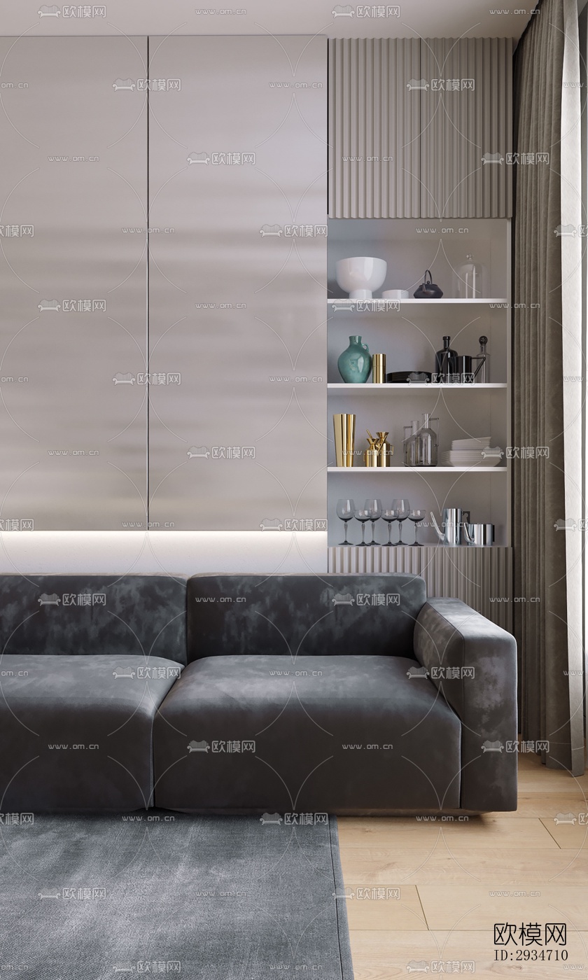 现代平层效果图下载（渲染图9）