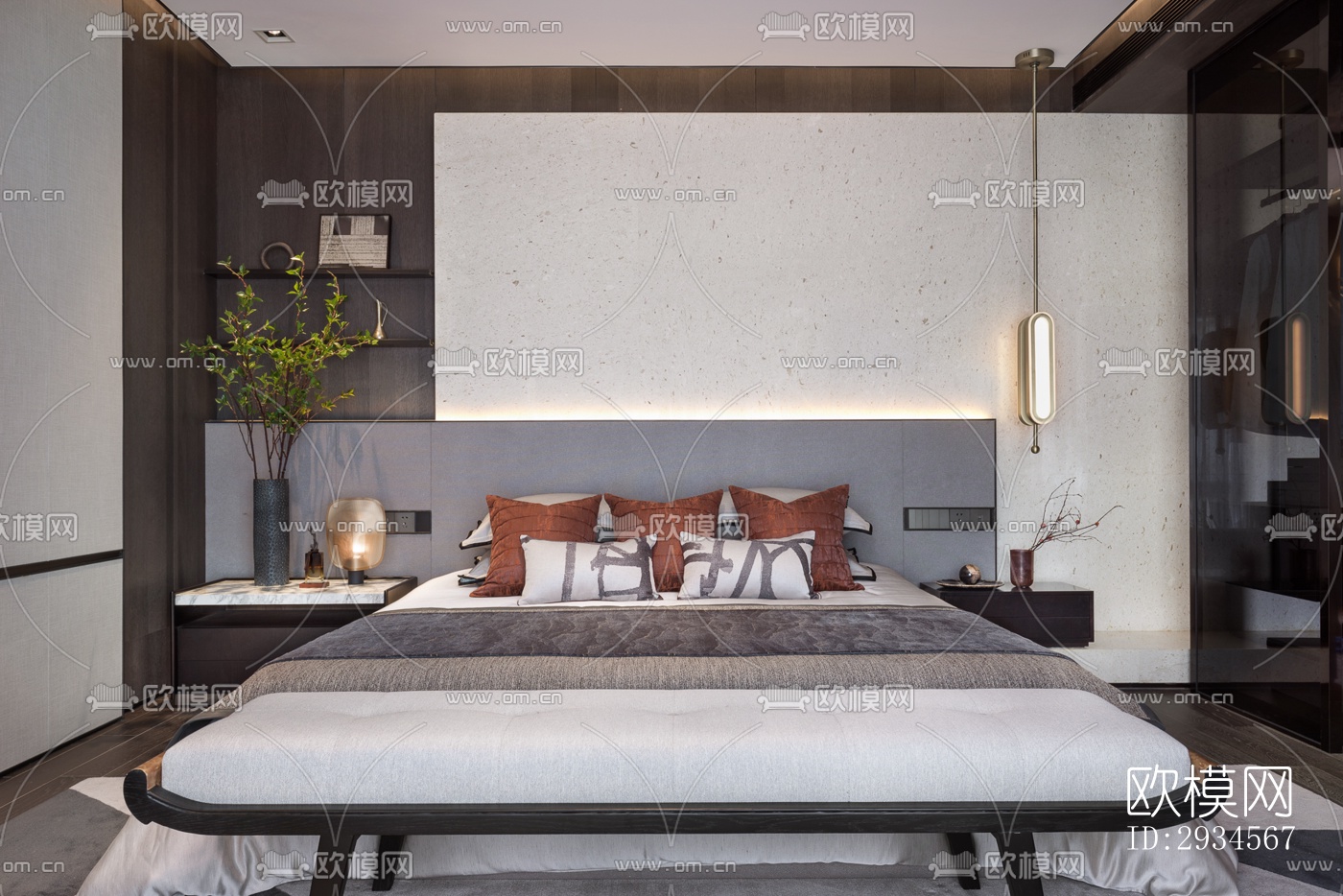 新中式平层效果图下载（渲染图11）