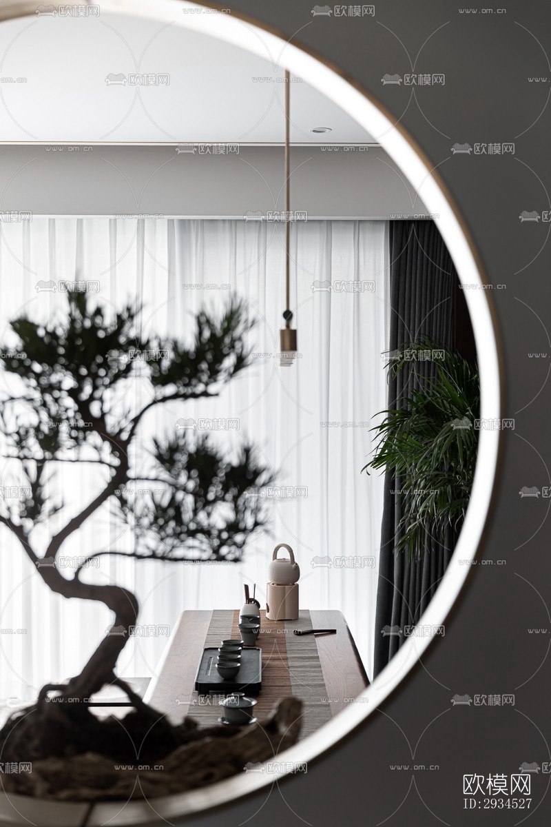 新中式平层效果图下载（渲染图15）