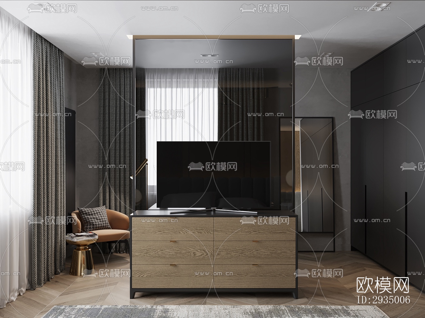 现代平层效果图下载（渲染图6）