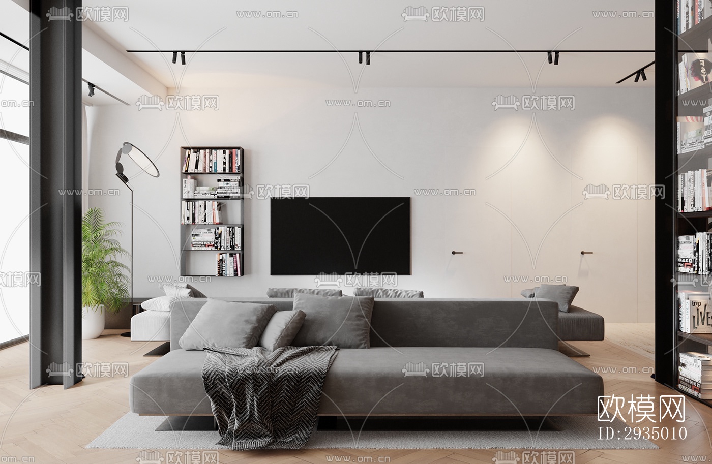 现代平层效果图下载（渲染图1）