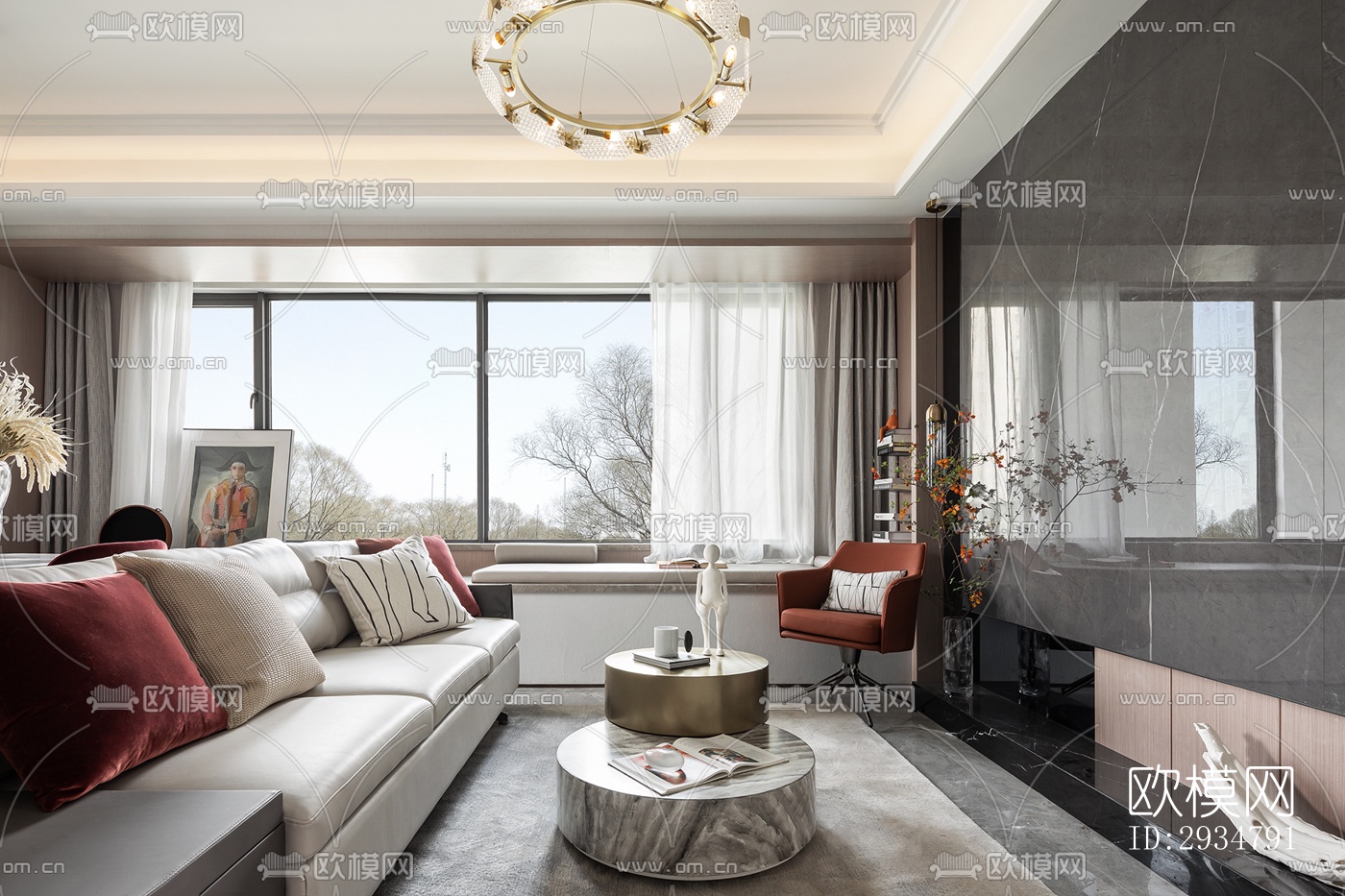 现代平层效果图下载（渲染图3）