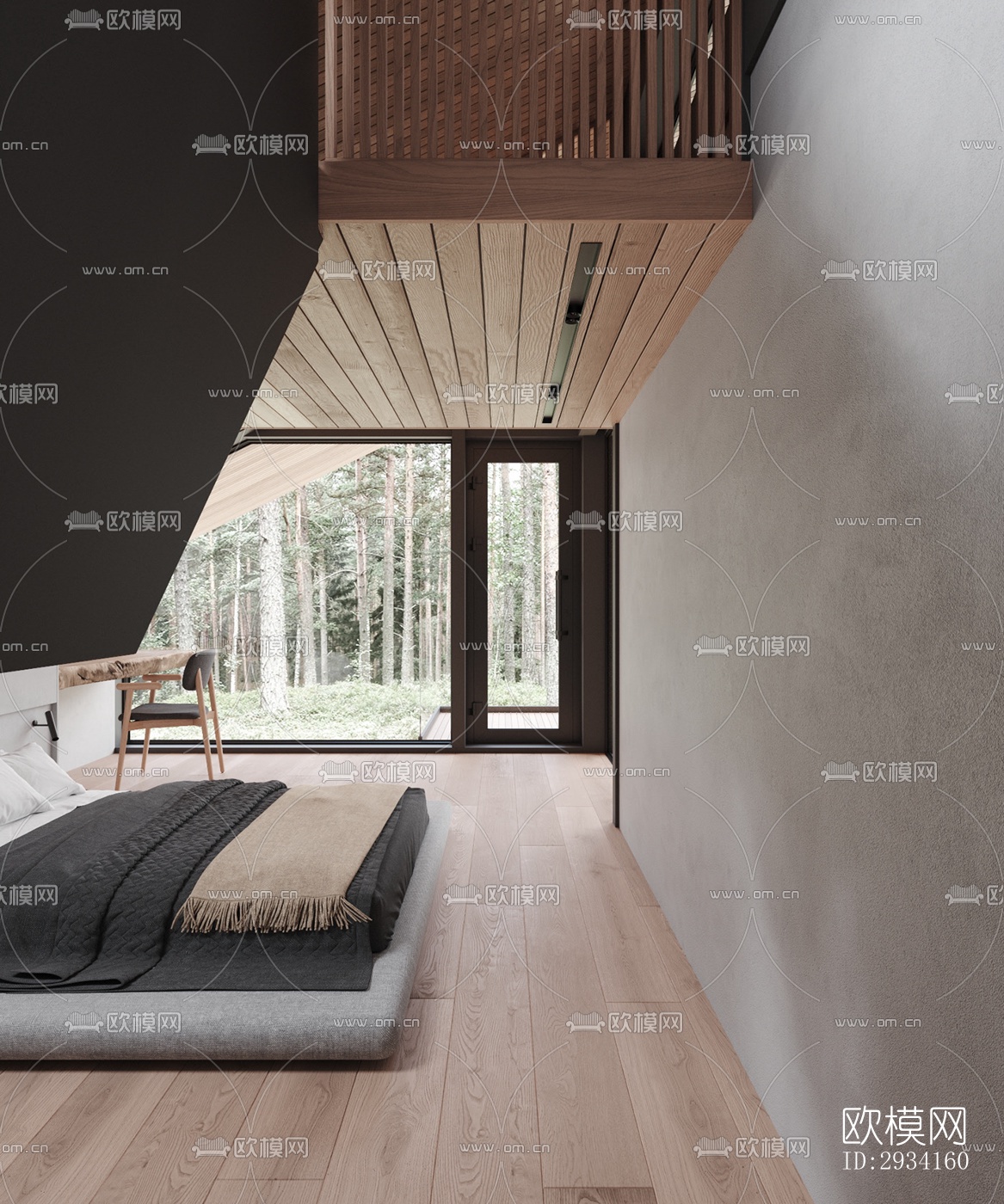 高级灰别墅效果图下载（渲染图3）