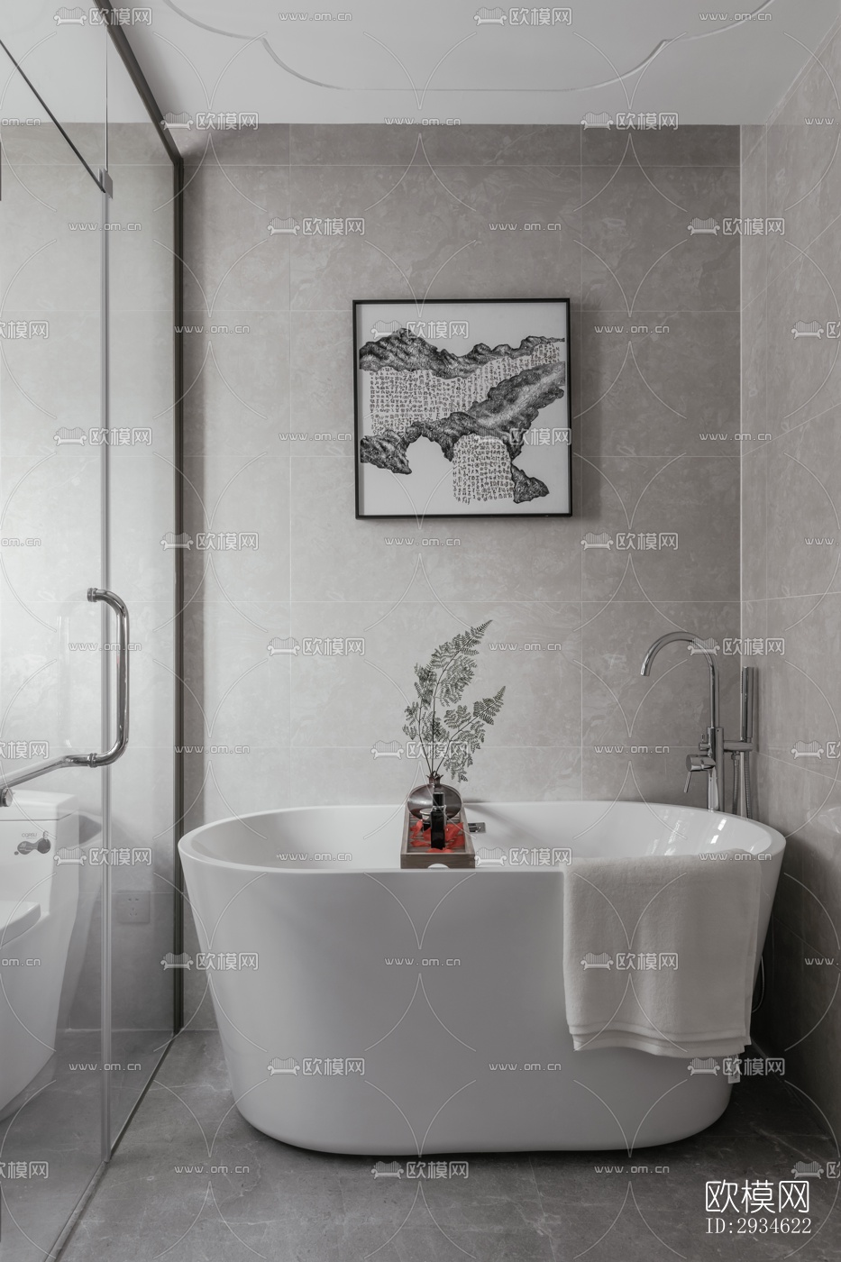 新中式平层效果图下载（渲染图5）