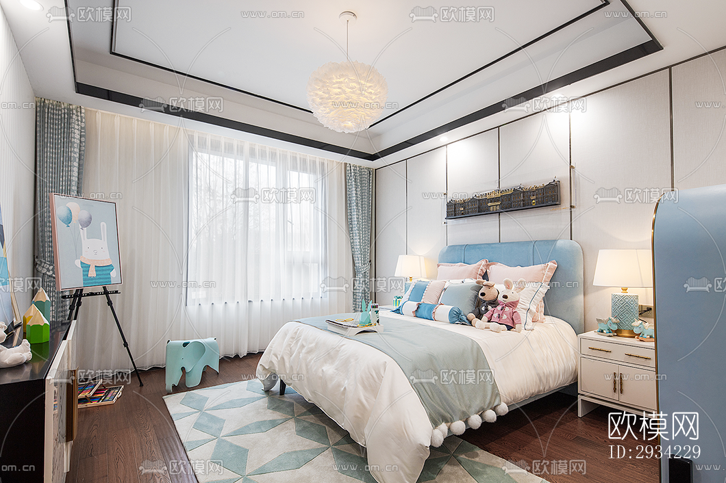 新中式复式效果图下载（渲染图3）