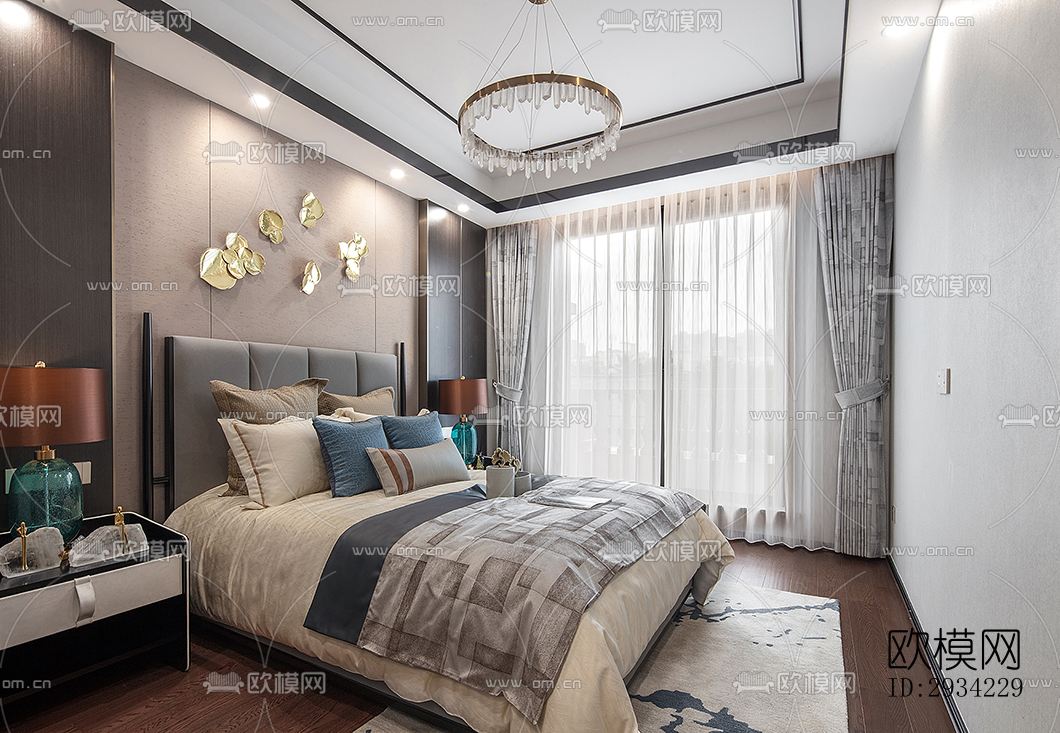 新中式复式效果图下载（渲染图1）